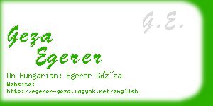 geza egerer business card